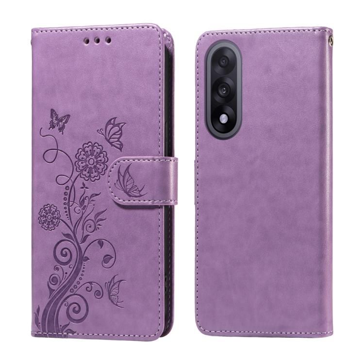 

For OnePlus Ace 5 Ultra / Nord 5 Embossed Butterfly Flowers Leather Phone Case(Purple)