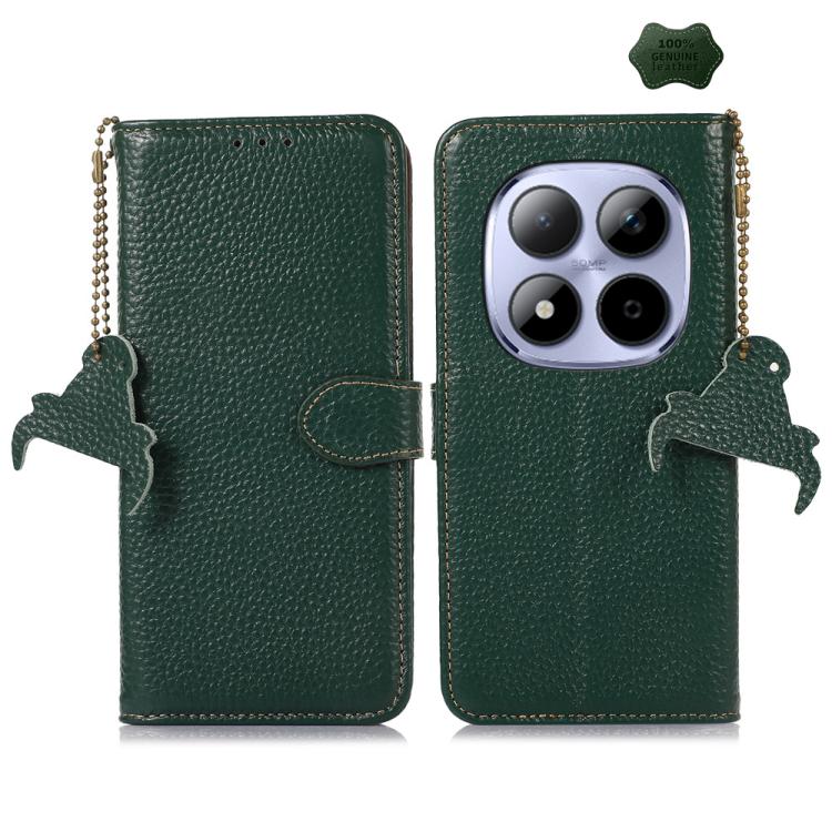 

For Redmi Note 15 Pro 5G Global 163.6mm Genuine Leather Litchi Texture RFID Leather Phone Case(Green)