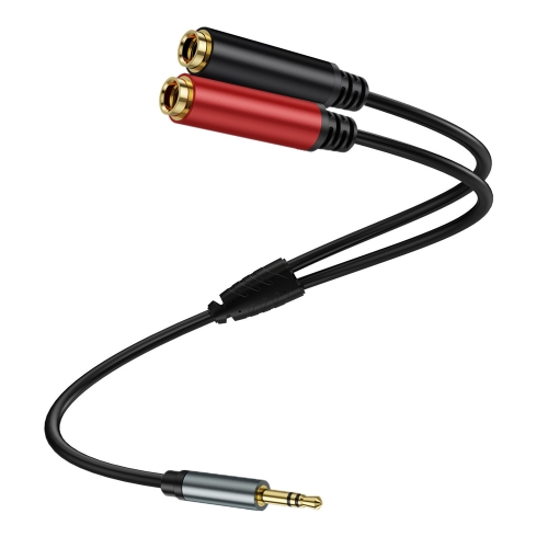 

0.3m Gold Plated 3.5mm TRS Male to 2 x 6.35mm Female Laptop Y Splitter Adapter Audio Cable(Black)