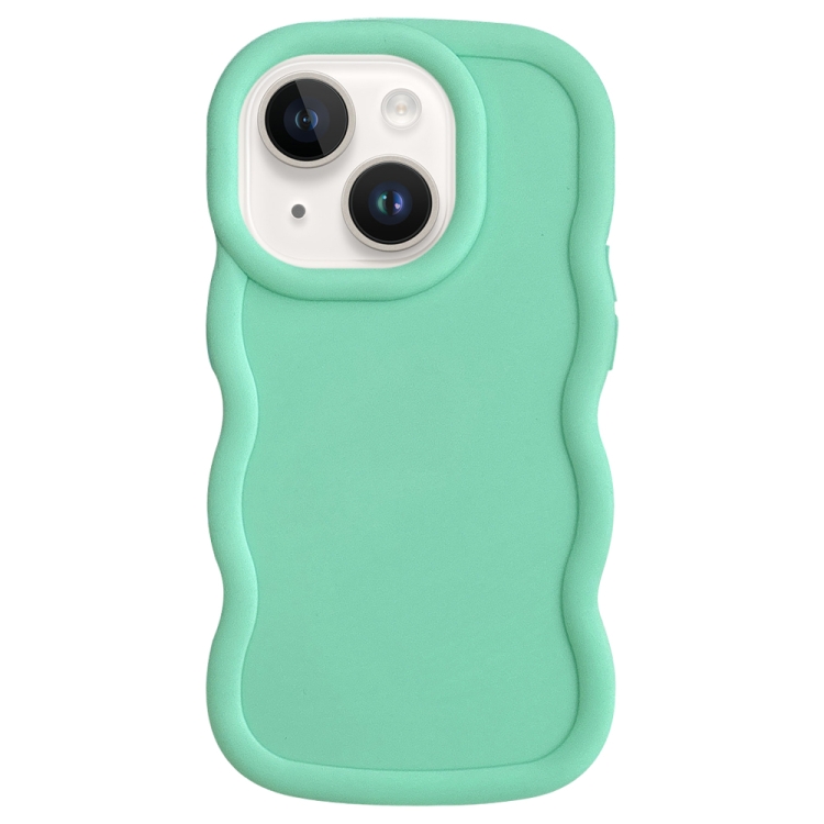

For iPhone 14 Big Wave Puff Shape TPU Phone Case(Green)