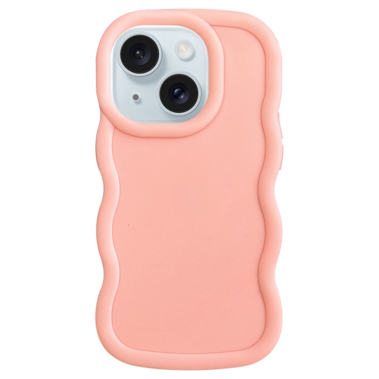 

For iPhone 15 Plus Big Wave Puff Shape TPU Phone Case(Pink)