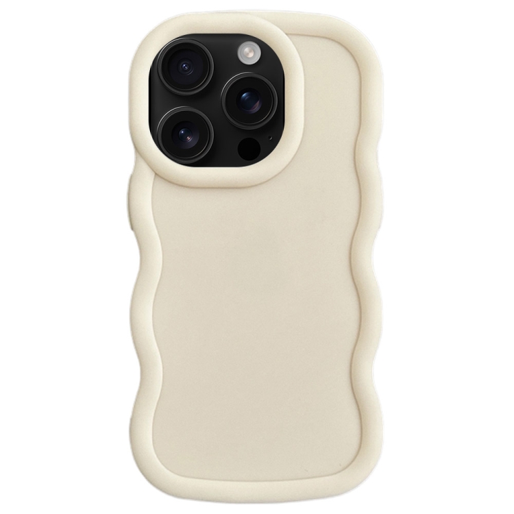 

For iPhone 16 Pro Big Wave Puff Shape TPU Phone Case(Beige)