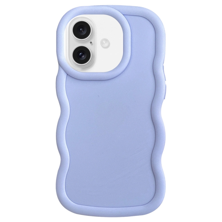 

For iPhone 16 Plus Big Wave Puff Shape TPU Phone Case(Blue)