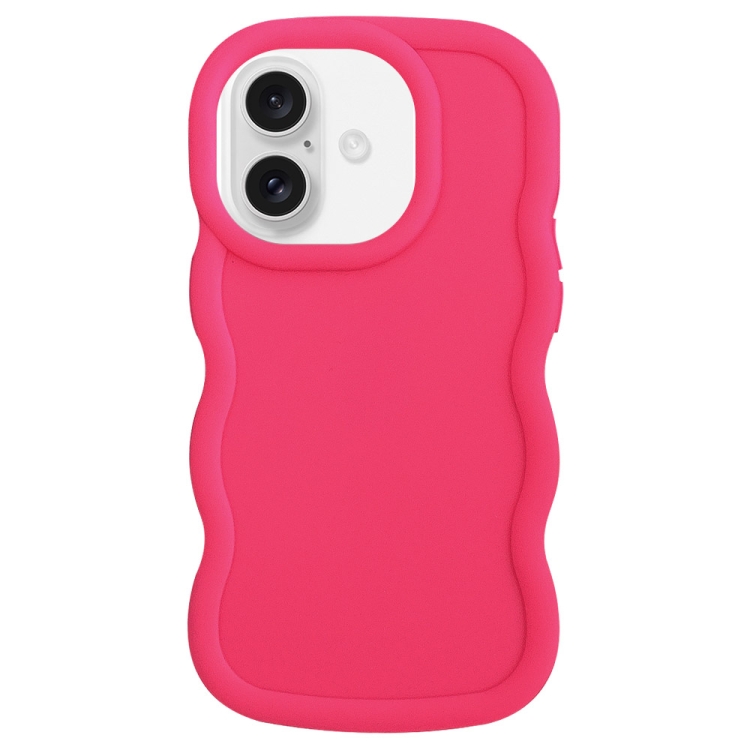 

For iPhone 16 Plus Big Wave Puff Shape TPU Phone Case(Rose Red)