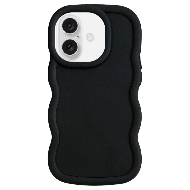 

For iPhone 16 Big Wave Puff Shape TPU Phone Case(Black)