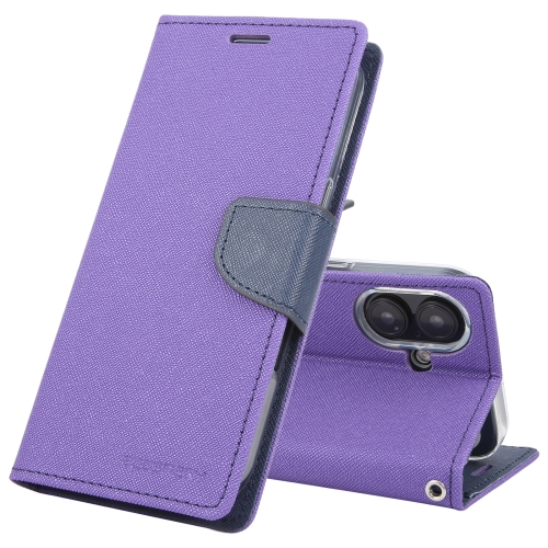 

For iPhone 16 GOOSPERY FANCY DIARY Cross Texture Leather Phone Case(Purple)