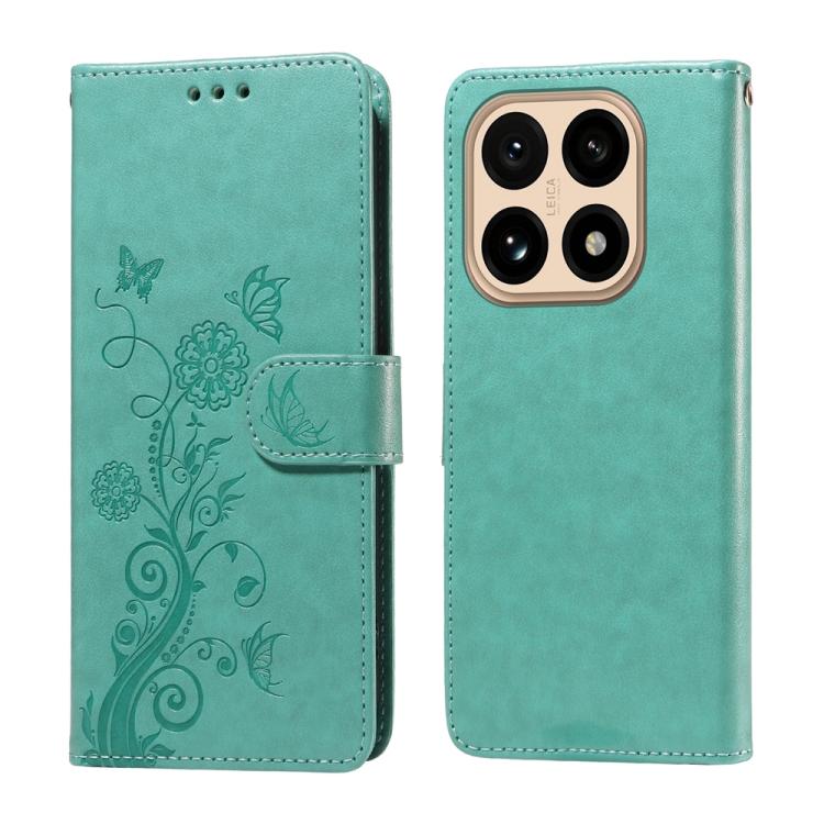 

For Xiaomi 15T 5G Embossed Butterfly Flowers Leather Phone Case(Green)