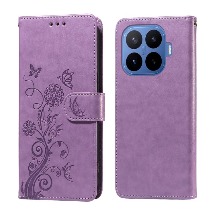

For Xiaomi 17T Pro 5G Embossed Butterfly Flowers Leather Phone Case(Purple)