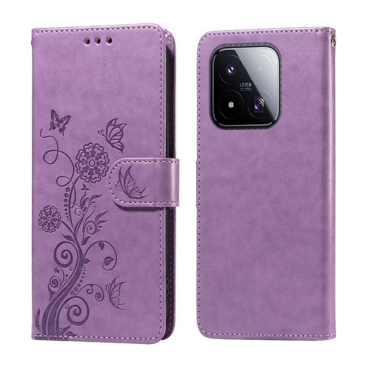 For Xiaomi 17 Max 5G Embossed Butterfly Flowers Leather Phone Case(Purple)