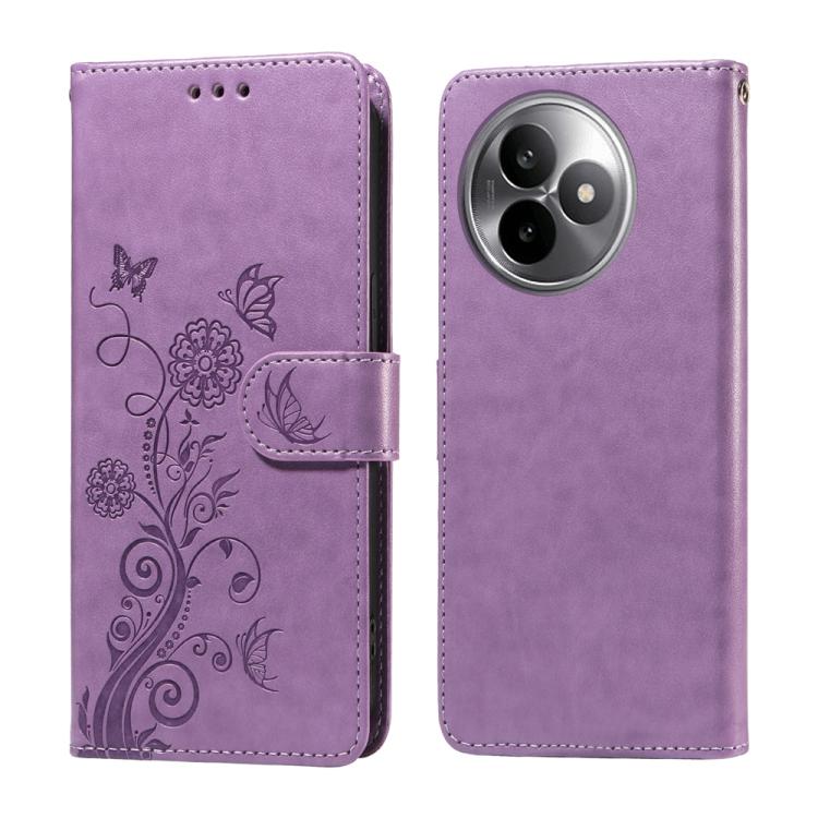 

For Redmi K80 Ultra Embossed Butterfly Flowers Leather Phone Case(Purple)