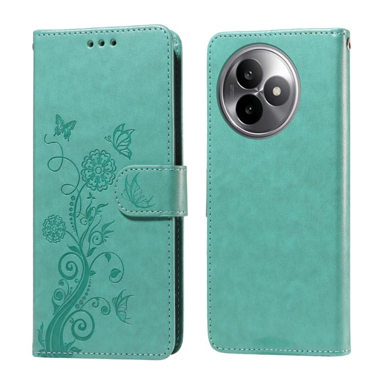 

For Redmi K80 Ultra Embossed Butterfly Flowers Leather Phone Case(Green)