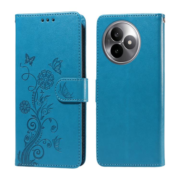 

For Redmi K80 Ultra Embossed Butterfly Flowers Leather Phone Case(Blue)
