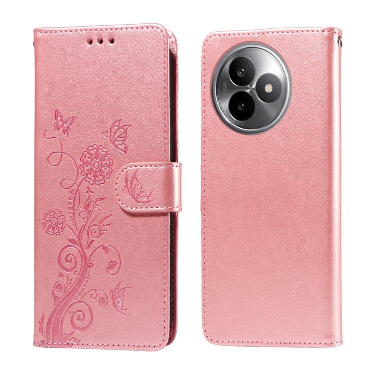 

For Redmi K80 Ultra Embossed Butterfly Flowers Leather Phone Case(Rose Gold)