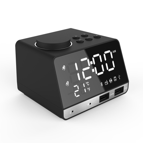 

K11 LED Bluetooth 4.2 Speaker Alarm Clock Music Display Radio, Plug Type:EU Plug(Black)