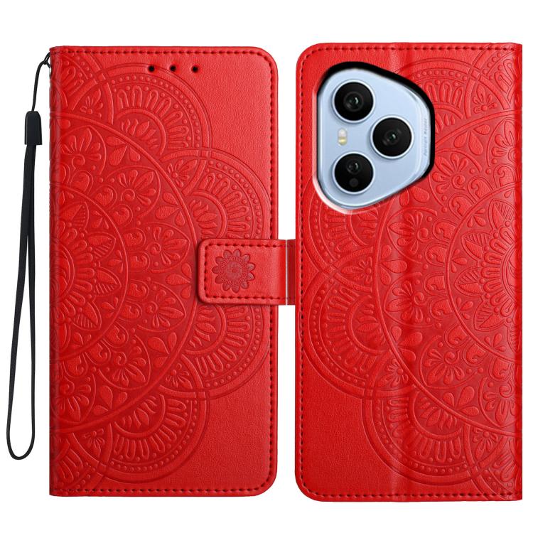

For Honor 400 Pro Global 160.8mm Flower Embossed Leather Phone Case(Red)