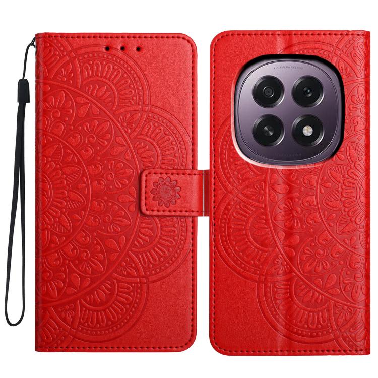 

For OPPO A5 5G Global Flower Embossed Leather Phone Case(Red)