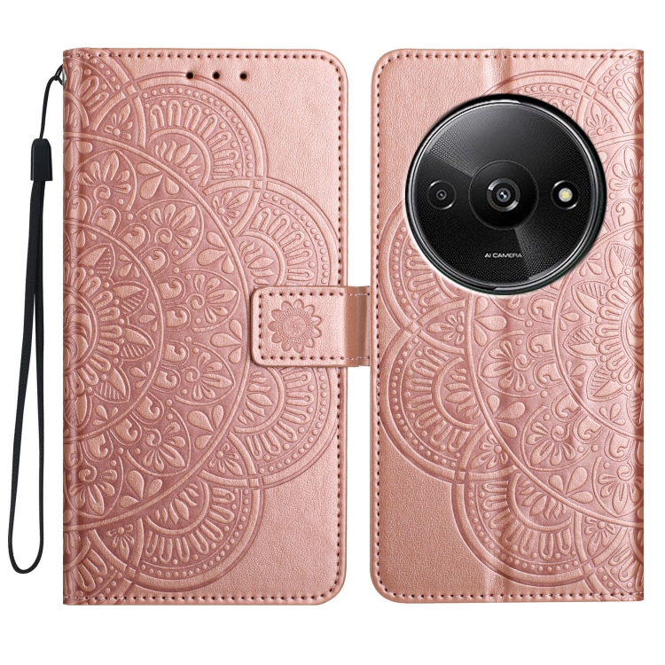 

For Redmi A3 Flower Embossed Leather Phone Case(Rose Gold)