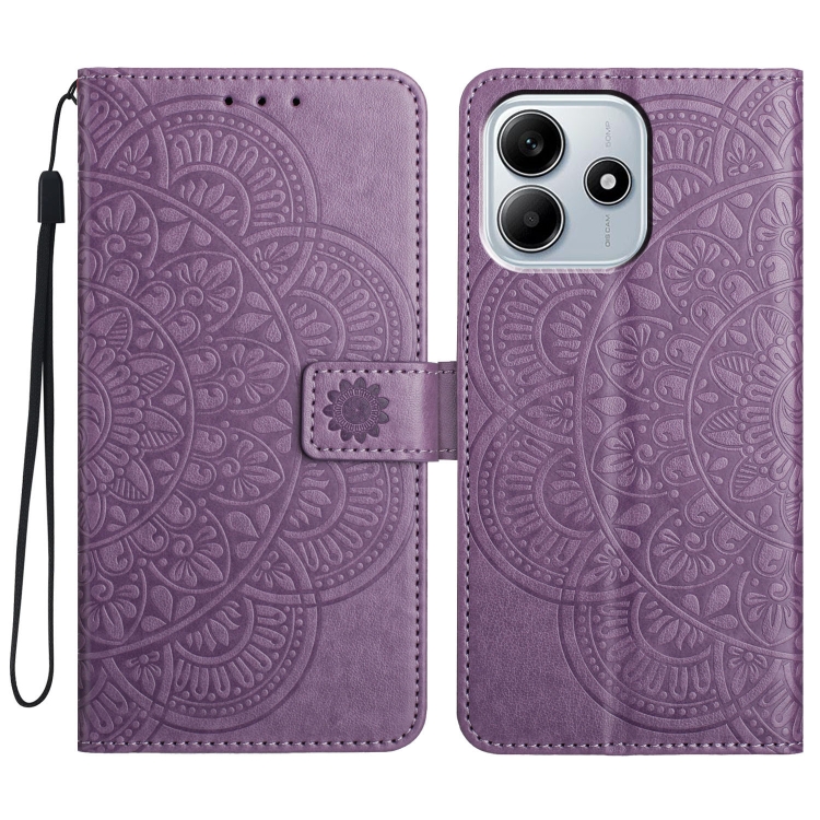 

For Redmi Note 14 5G Flower Embossed Leather Phone Case(Purple)