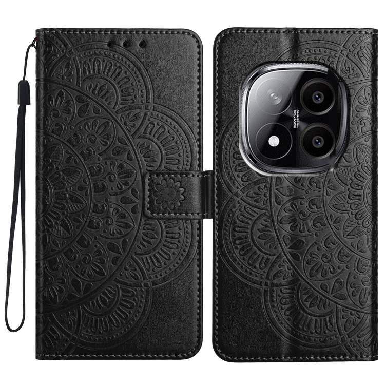 

For Redmi Note 14 Pro 5G Flower Embossed Leather Phone Case(Black)