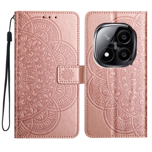 

For Redmi Note 14 Pro+ 5G Flower Embossed Leather Phone Case(Rose Gold)