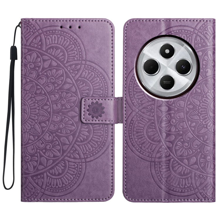 

For Redmi A4 5G Flower Embossed Leather Phone Case(Purple)
