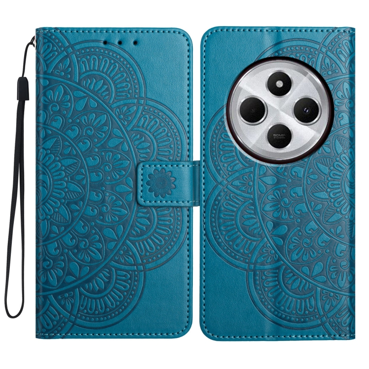 

For Redmi A4 5G Flower Embossed Leather Phone Case(Blue)