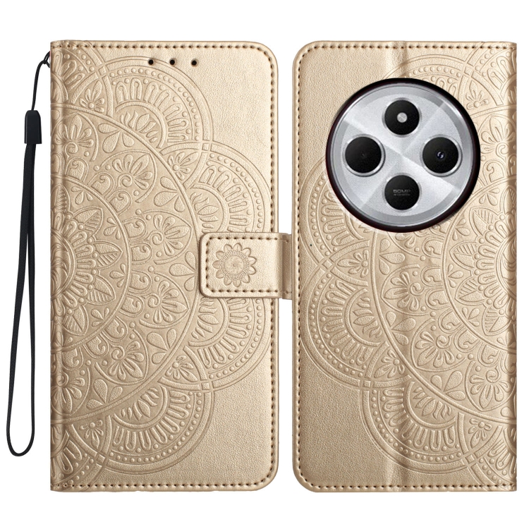 

For Redmi A4 5G Flower Embossed Leather Phone Case(Gold)