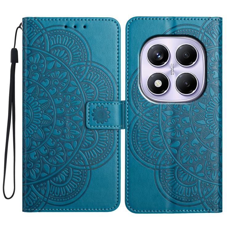 

For Redmi Note 14 Pro 4G Flower Embossed Leather Phone Case(Blue)