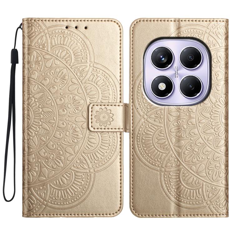 

For Redmi Note 14 Pro 4G Flower Embossed Leather Phone Case(Gold)