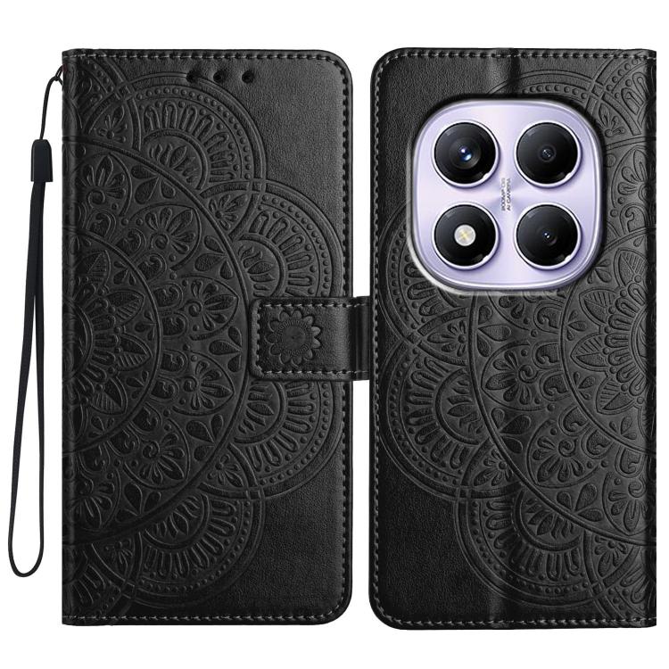 

For Redmi Note 14 Pro 4G Flower Embossed Leather Phone Case(Black)