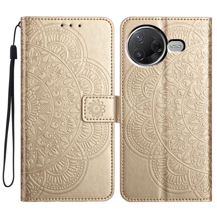 

For Redmi K80 Pro / K80 Flower Embossed Leather Phone Case(Gold)