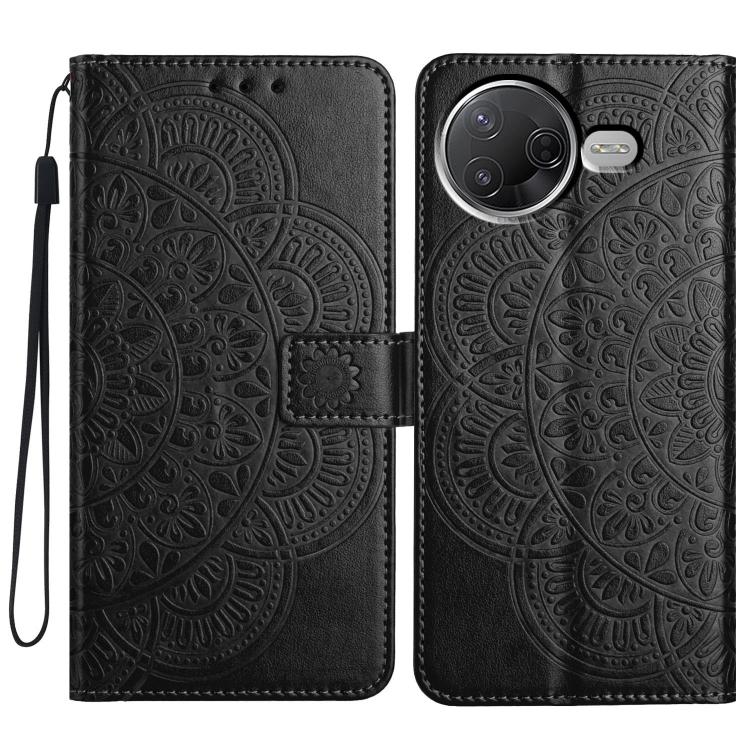 

For Redmi K80 Pro / K80 Flower Embossed Leather Phone Case(Black)