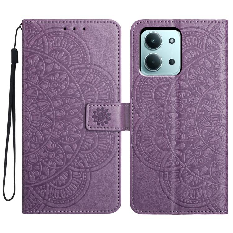 

For Redmi 15C 5G / 4G EU 173mm Flower Embossed Leather Phone Case(Purple)