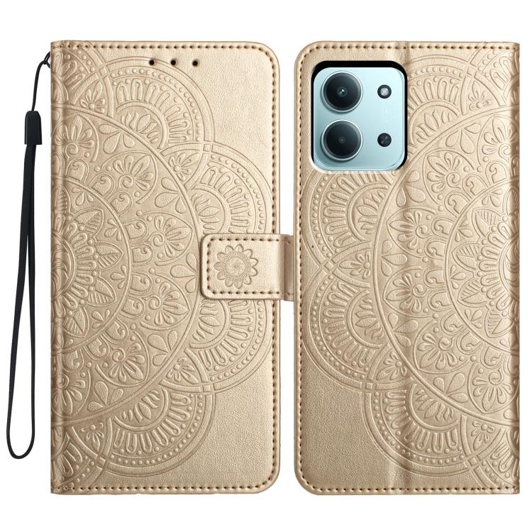

For Redmi 15C 5G / 4G EU 173mm Flower Embossed Leather Phone Case(Gold)