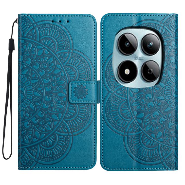

For Redmi Note 15 Pro 5G Global 163.6mm Flower Embossed Leather Phone Case(Blue)