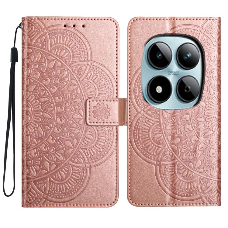 

For Redmi Note 15 Pro 5G Global 163.6mm Flower Embossed Leather Phone Case(Rose Gold)