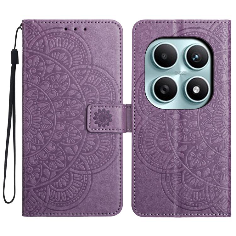

For Redmi Note 15 4G / 5G Global 164mm Flower Embossed Leather Phone Case(Purple)