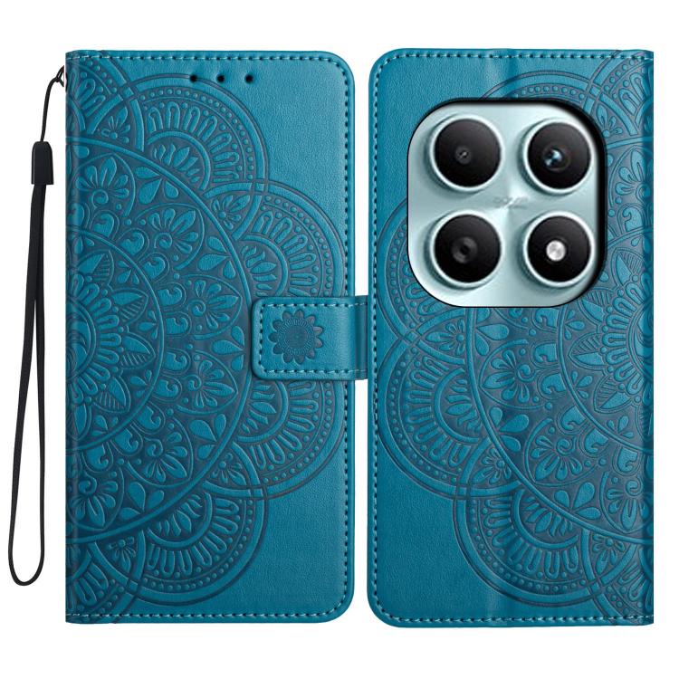 

For Redmi Note 15 4G / 5G Global 164mm Flower Embossed Leather Phone Case(Blue)