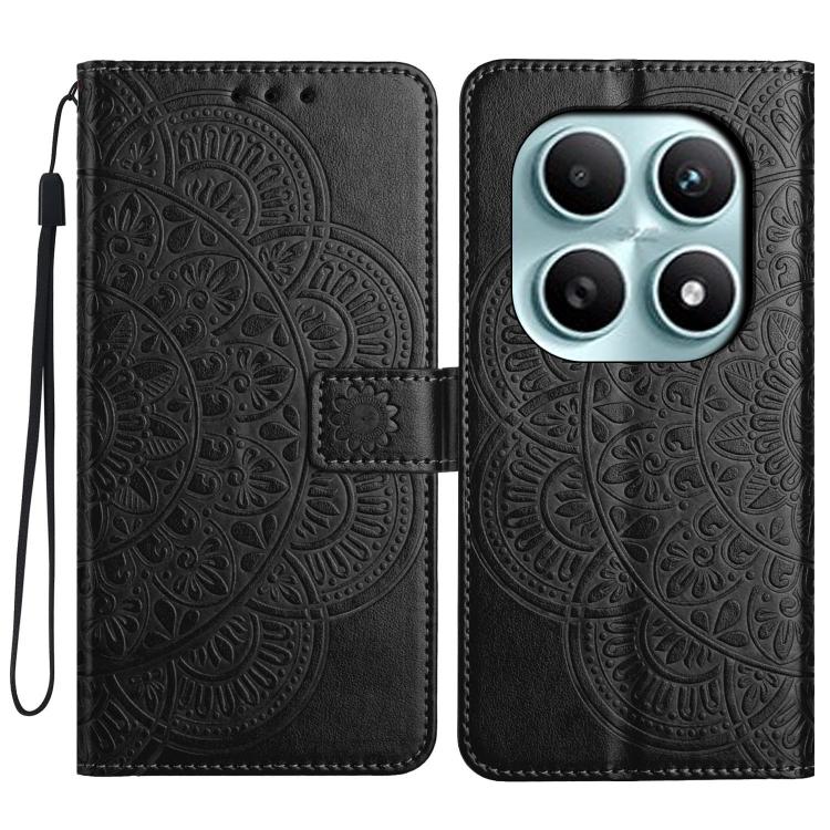 

For Redmi Note 15 5G Global 164mm Flower Embossed Leather Phone Case(Black)