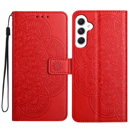 

For Samsung Galaxy A16 5G Flower Embossed Leather Phone Case(Red)