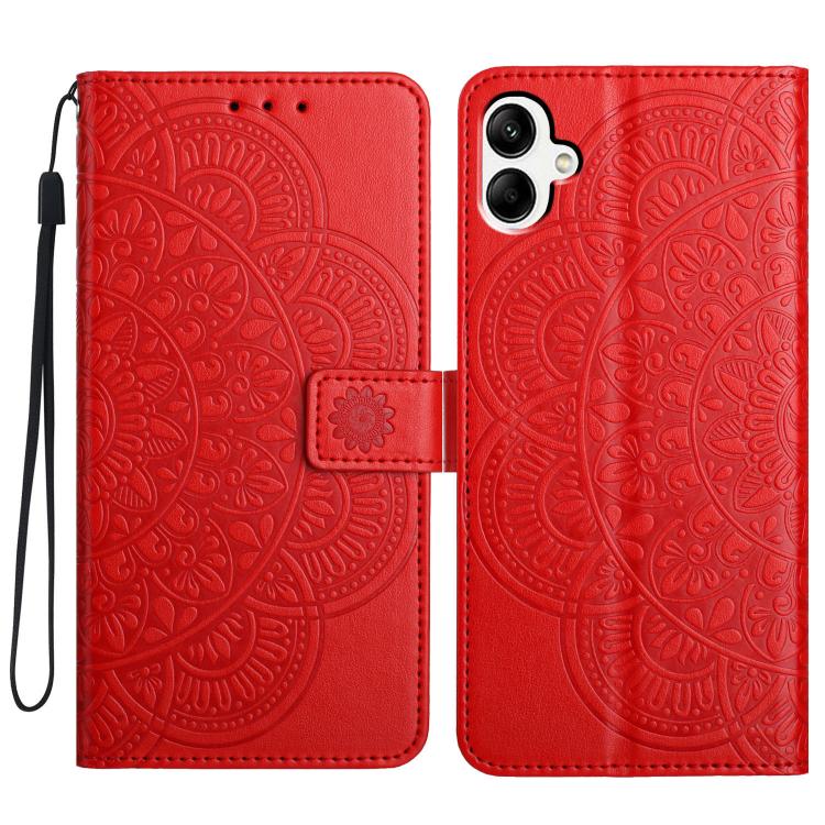 

For Samsung Galaxy A07 5G Flower Embossed Leather Phone Case(Red)