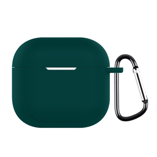 

For AirPods 4 Silicone Earphone Protective Case with Hook(Dark Green)