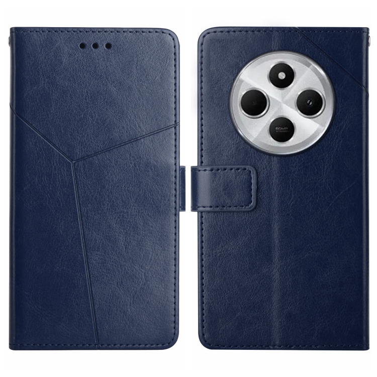 

For Redmi 14C 4G Y-shaped Pattern Flip Leather Phone Case(Blue)
