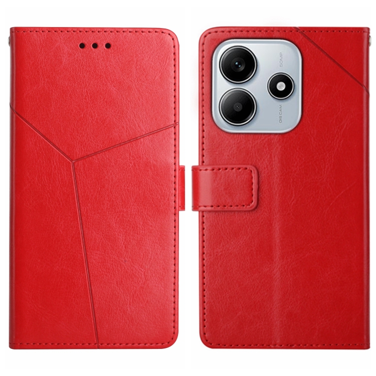 

For Redmi Note 14 5G Y-shaped Pattern Flip Leather Phone Case(Red)