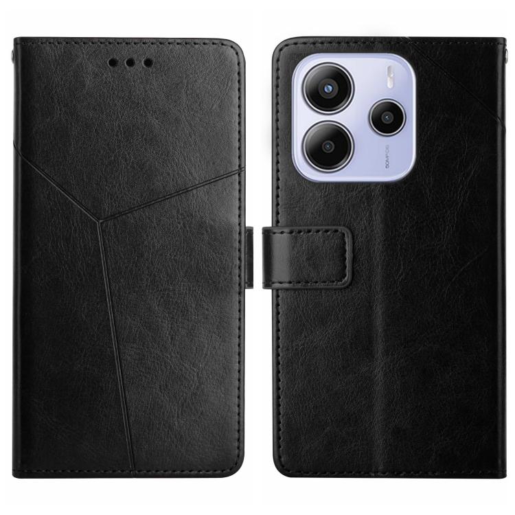 

For Redmi Note 14 4G 163.25mm Y-shaped Pattern Flip Leather Phone Case(Black)