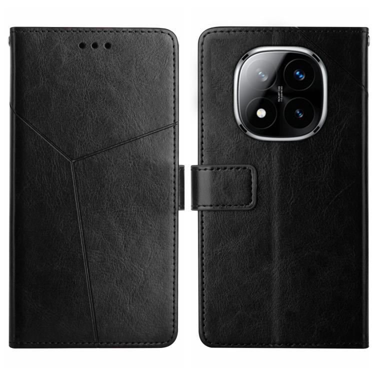 

For Redmi Note 14 Pro 4G Y-shaped Pattern Flip Leather Phone Case(Black)