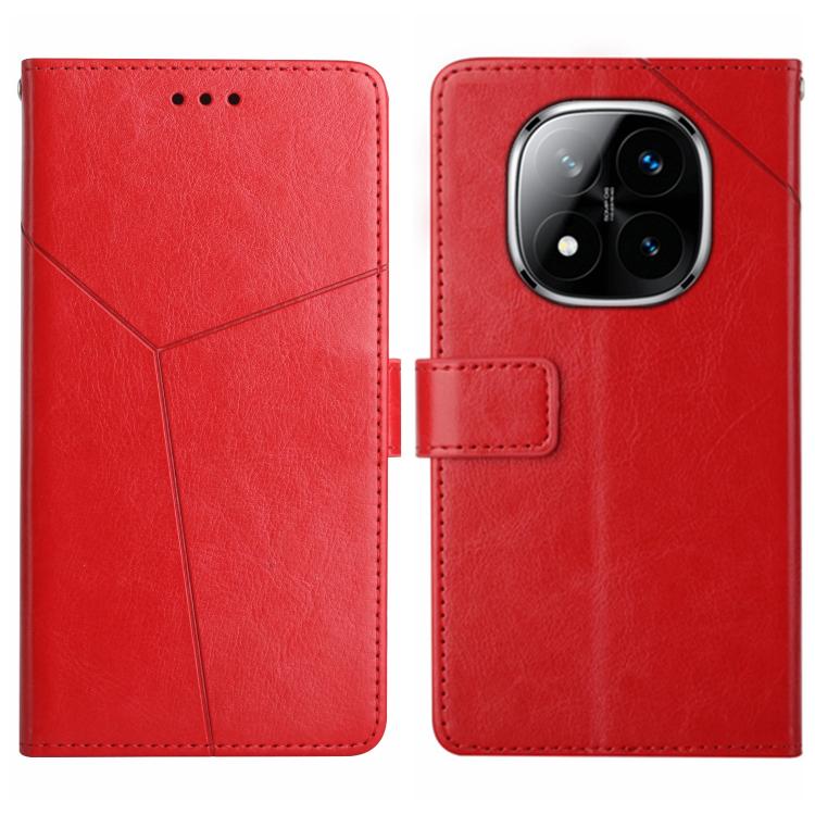 

For Redmi Note 14 Pro 4G Y-shaped Pattern Flip Leather Phone Case(Red)