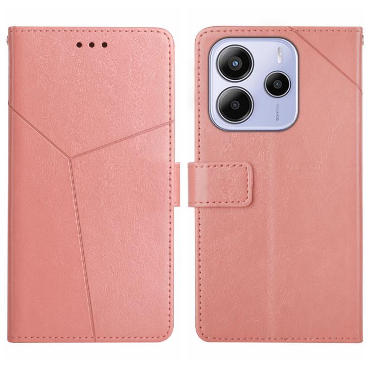 

For Redmi Note 14 4G 164.84mm EU Version Y-shaped Pattern Flip Leather Phone Case(Pink)