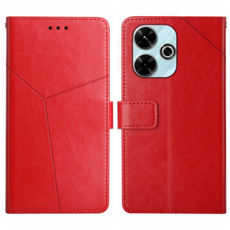 

For Redmi 13x Y-shaped Pattern Flip Leather Phone Case(Red)
