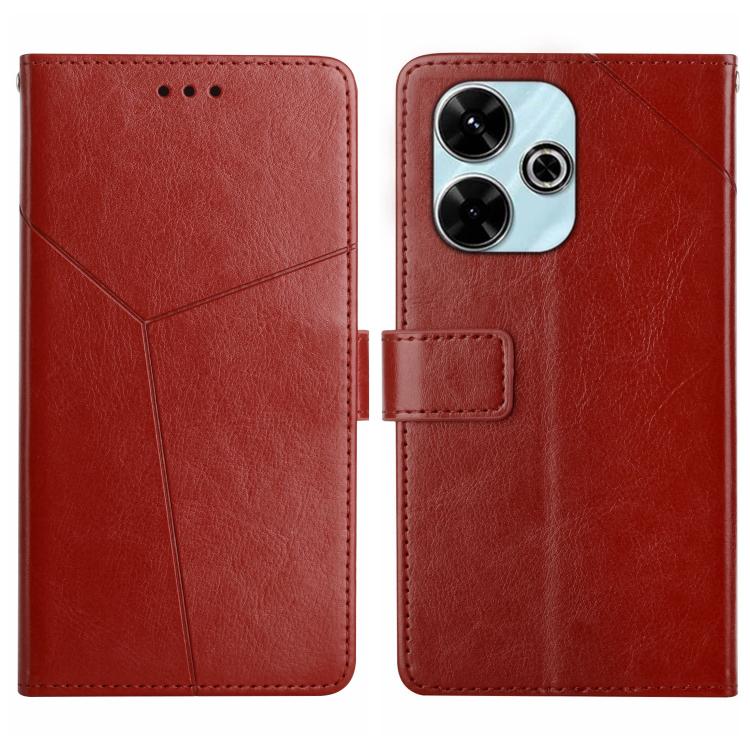 

For Redmi 13x Y-shaped Pattern Flip Leather Phone Case(Brown)